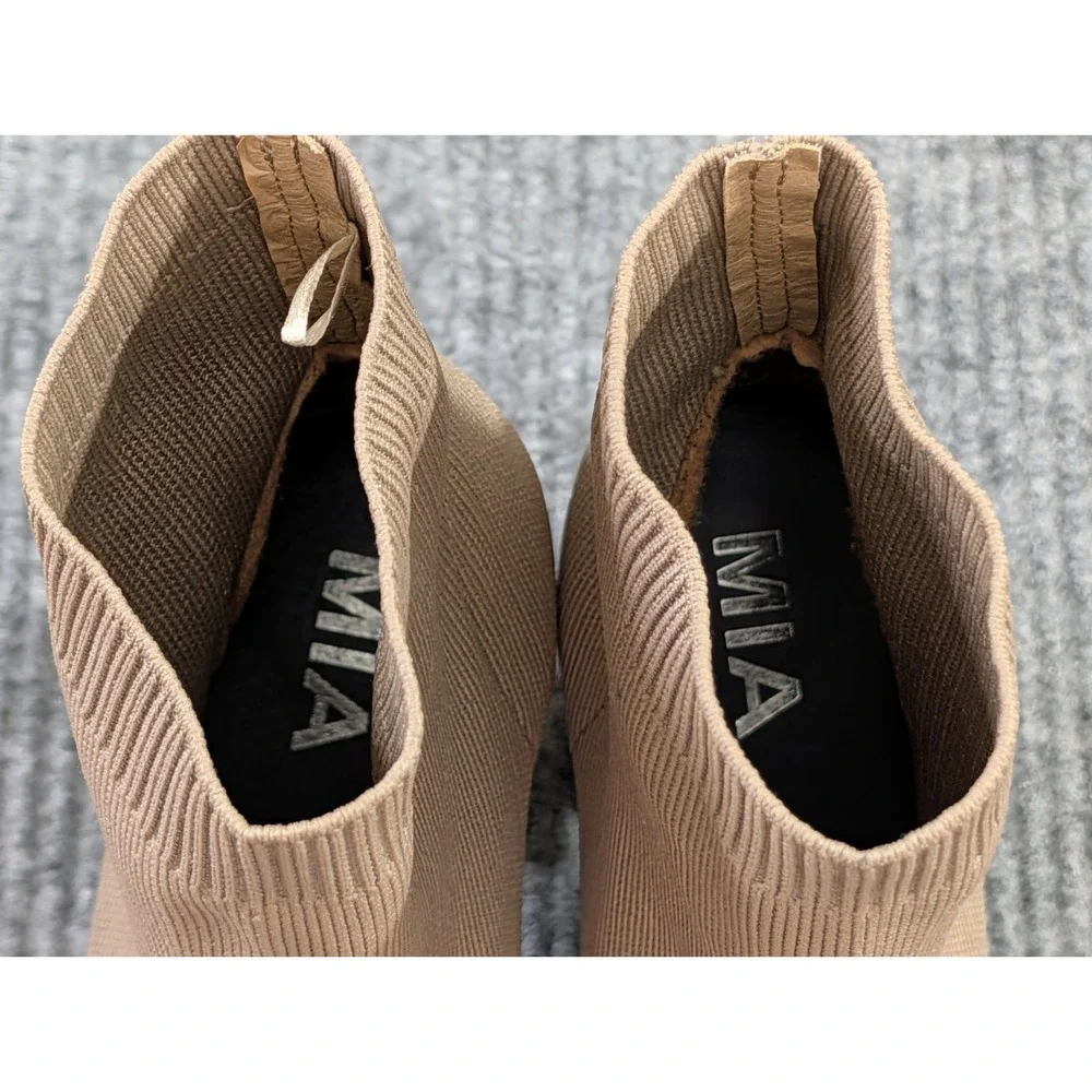 MIA Erika Stretch Ankle Bootie Womens 9 Dark Tan Slip On Heel Business Casual
